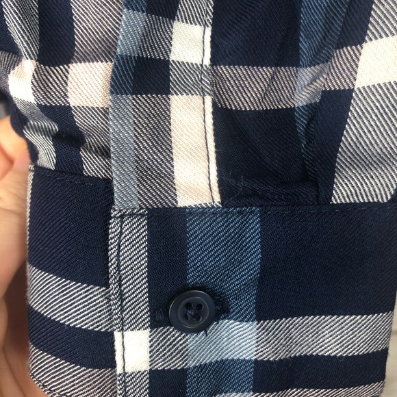 Maison Jules XL Navy Plaid Cuffed Collared Dress - Picture 13 of 13